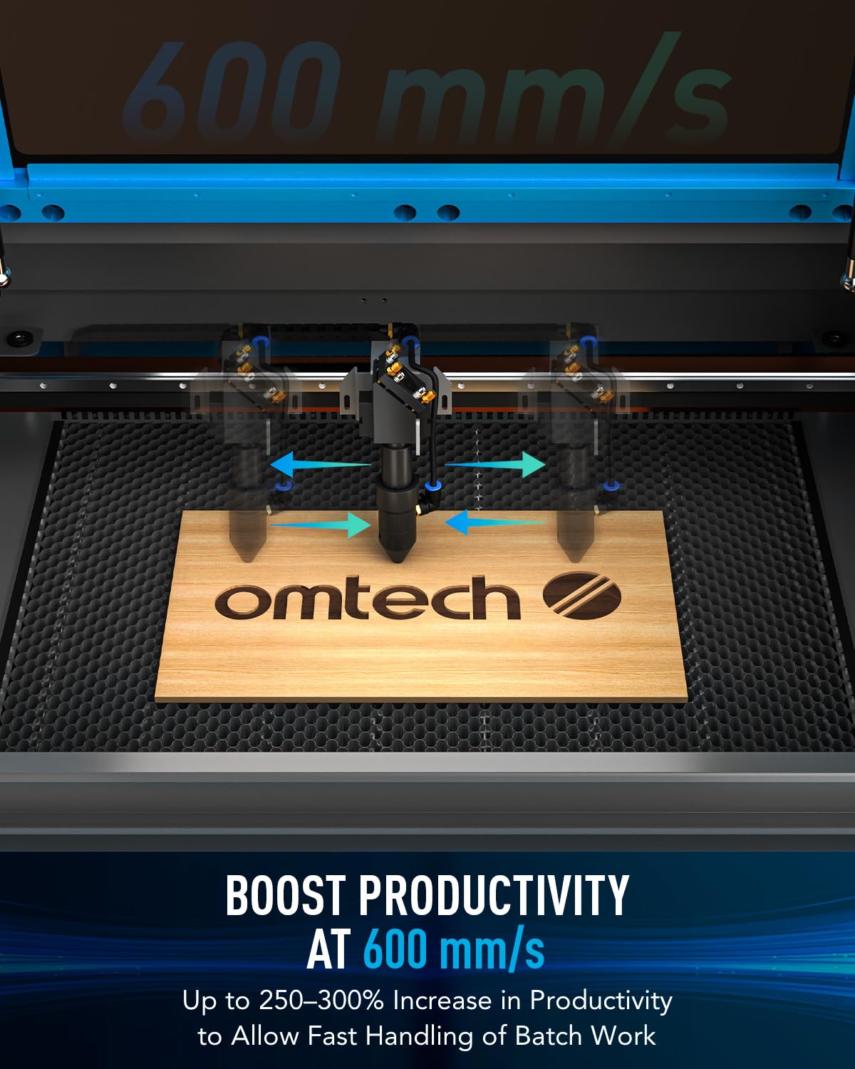 OMTech 80W CO2 Laser Engraver with LightBurn and Water Chiller, 20"x28" Laser Engraving Cutting Machine with Autolift 4 Way Pass Air Assist, Commercial Laser Cutter OMTech