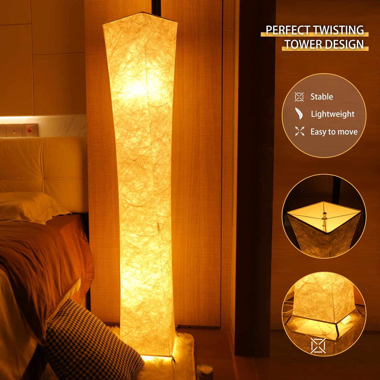 LEONC 61" Soft Light Floor Lamp for Game Room and TV, RGB Color Changing LED, Tyvek Fabric Shade, Smart App Control, Compatible with Alexa & Google Home, Music Sync and Multi Scene Modes,Floor Lamp LEONC Design