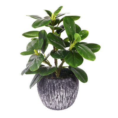 Artificial Potted Plant, Real Touch Artificial Oak Leaves Waterproof Fake Plants Indoor Outdoor, Eco Friendly Modern Concrete Greenery Plant Pots for Office Home Kitchen Shelf Farmhouse Decor