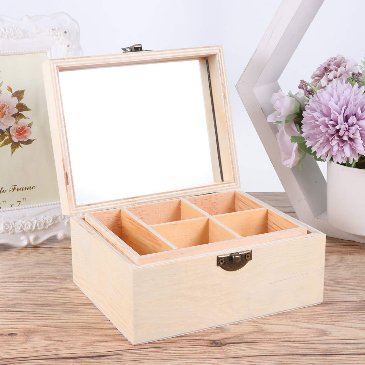 Artibetter Unfinished Wooden Boxes: 1PC Unfinished Wooden Jewelry Box Treasure Boxes with Locking Clasp for Jewelry Storage DIY Crafts ARTIBETTER