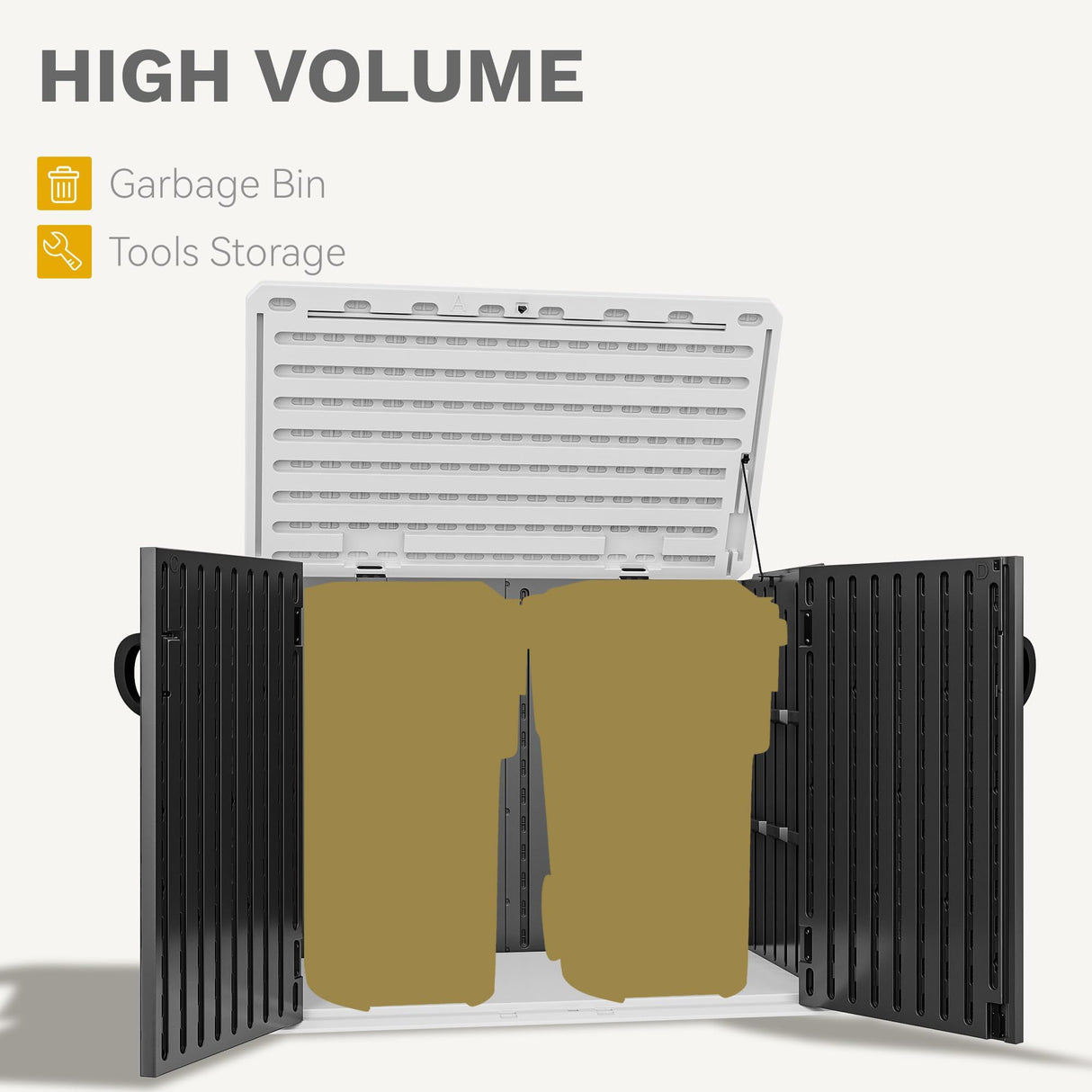 DWVO 35 Cu Ft Storage Shed with Unique X-Shaped Lockable Door, Outdoor Weatherproof Resin Shed Without Shelf for Waste Bins, Bicycles, Gardening & Lawn Equipment, Dark Gray DWVO