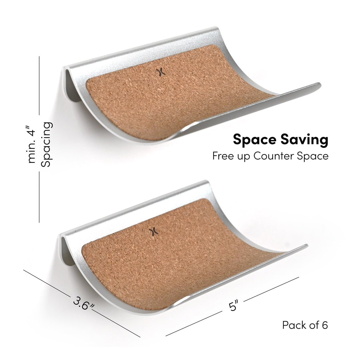 xympo Wall Mounted Wine Rack Set – 6-Piece Aluminum Bottle Holders with Non-Slip Cork Pads for Secure Storage xympo