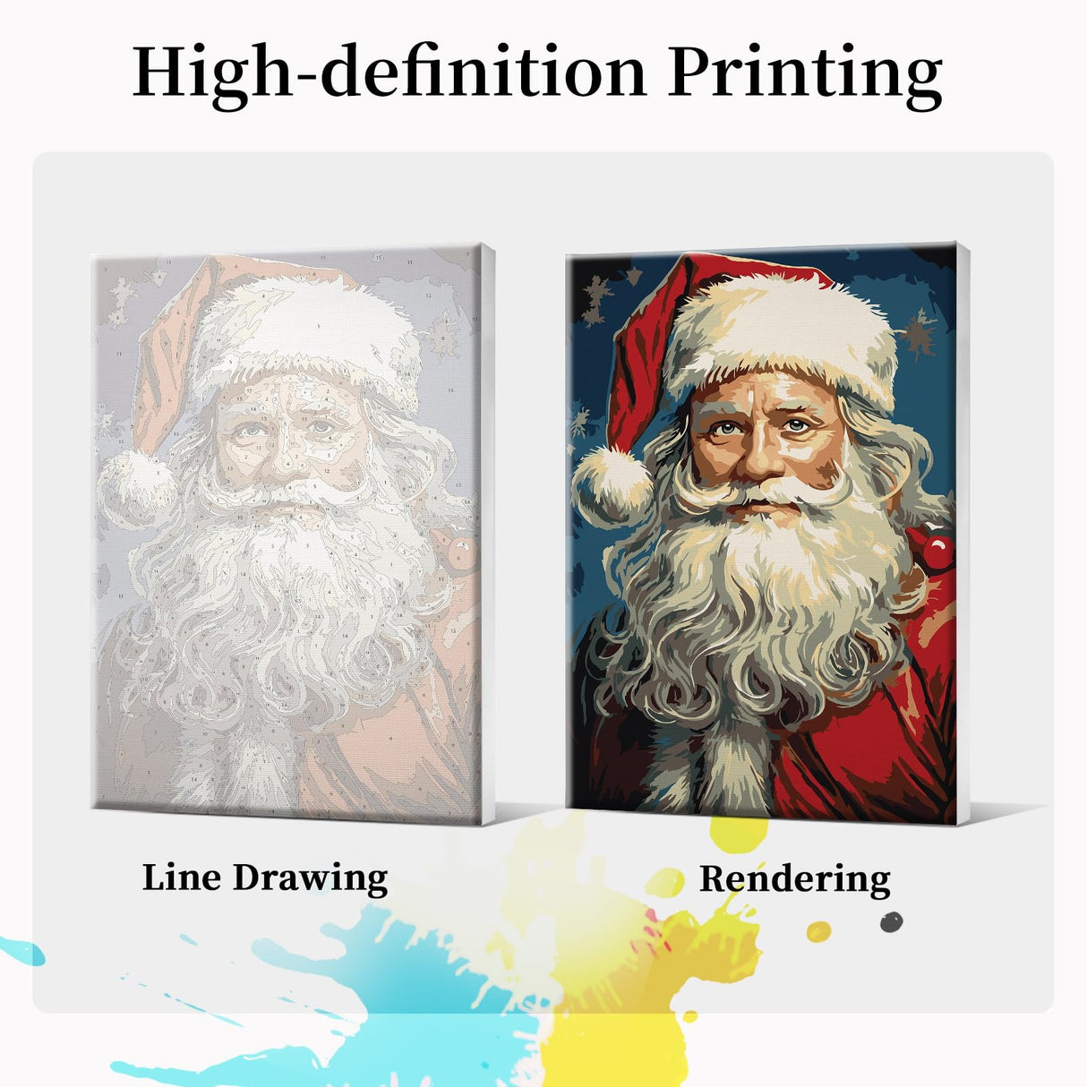 JOOZ Christmas Paint by Numbers Kit for Adults with Frame, Santa Claus Paint by Number with Easel, DIY Christmas Framed Paint by Number Kits for Gift Home Wall Decor 8x12 Inch JOOZ