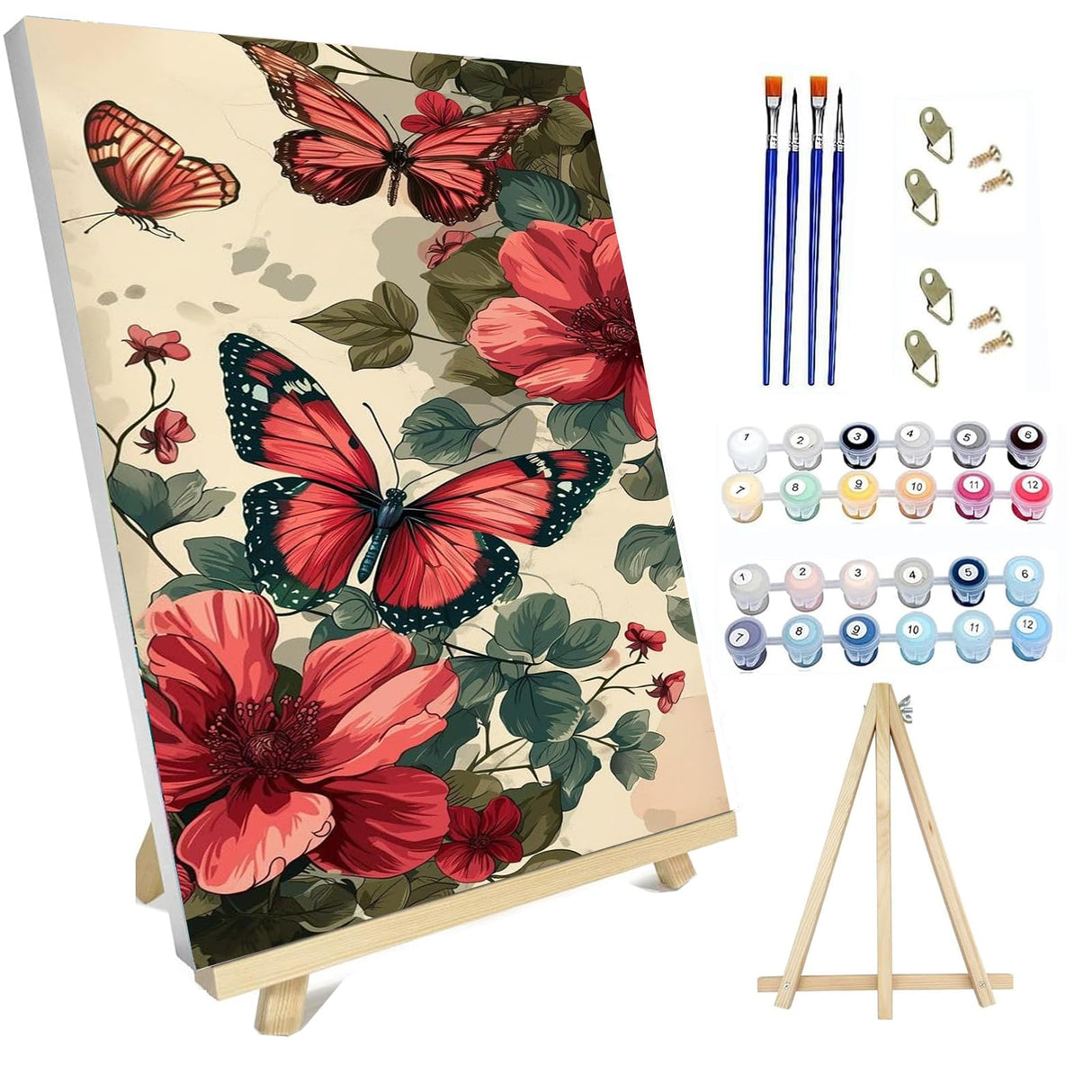hyzsj Paint by Number for Adults Framed Canvas, DIY Butterfly Arts and Crafts for Adults Beginner with Wooden Easel, Paint Brushes, Acrylic Paint Set for Home Wall Decor(11.8x15.7inch hyzsj
