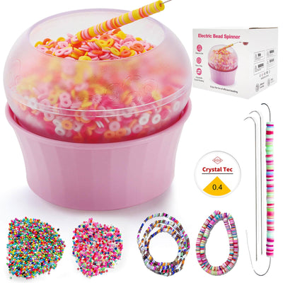 SUNFATT Clay Bead Spinner with 1250 PCS Mixed Color Beads Set,Clay Beads Bracelet Making Kit, for DIY Jewelry Making,Bracelets and Necklaces,Adjustable Speed Bracelet Spinner,Crafts for Girls.