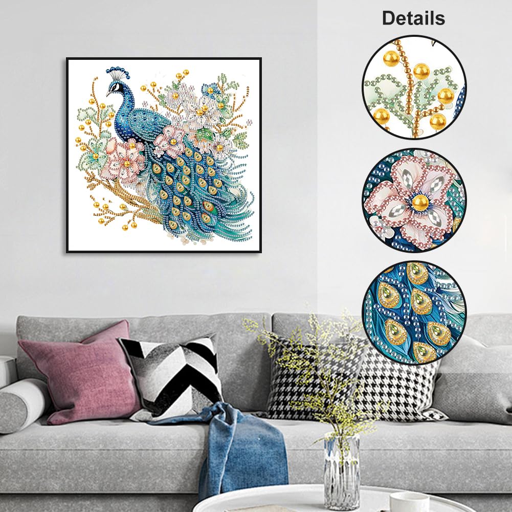 WSLWXSHM 5D Special Shape Diamond Art Kits for Beginners, Diamond Painting Kits for Adults Peacock, Crystal Rhinestones Diamond Painting for Home Wall Decoration Gift 12×12inch/30×30cm, Flower WSLWXSHM
