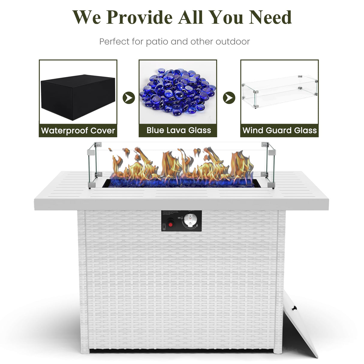 LayinSun 9 Pieces Modern Aluminum Patio Furniture Set with Fire Table, Outdoor Modular Sectional Conversation Set L-Shaped Sofa for Backyard LayinSun