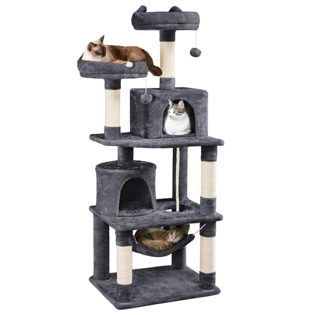 Yaheetech 62.2inches Cat Tree Cat Tower Cat Condo with Platform & Hammock, Scratching Posts for Kittens Pet Play House with Plush Perch for Indoor Activity Relaxing Yaheetech