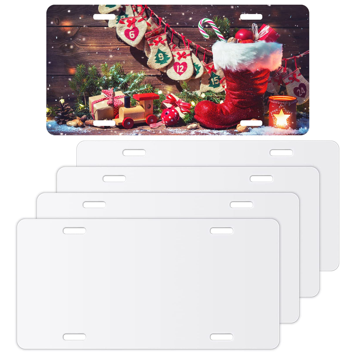 4Pcs Blank Windspeed Sublimation license plate Car Blank for Sublimation, Halloween Christmas car Decoration (White) Windspeed