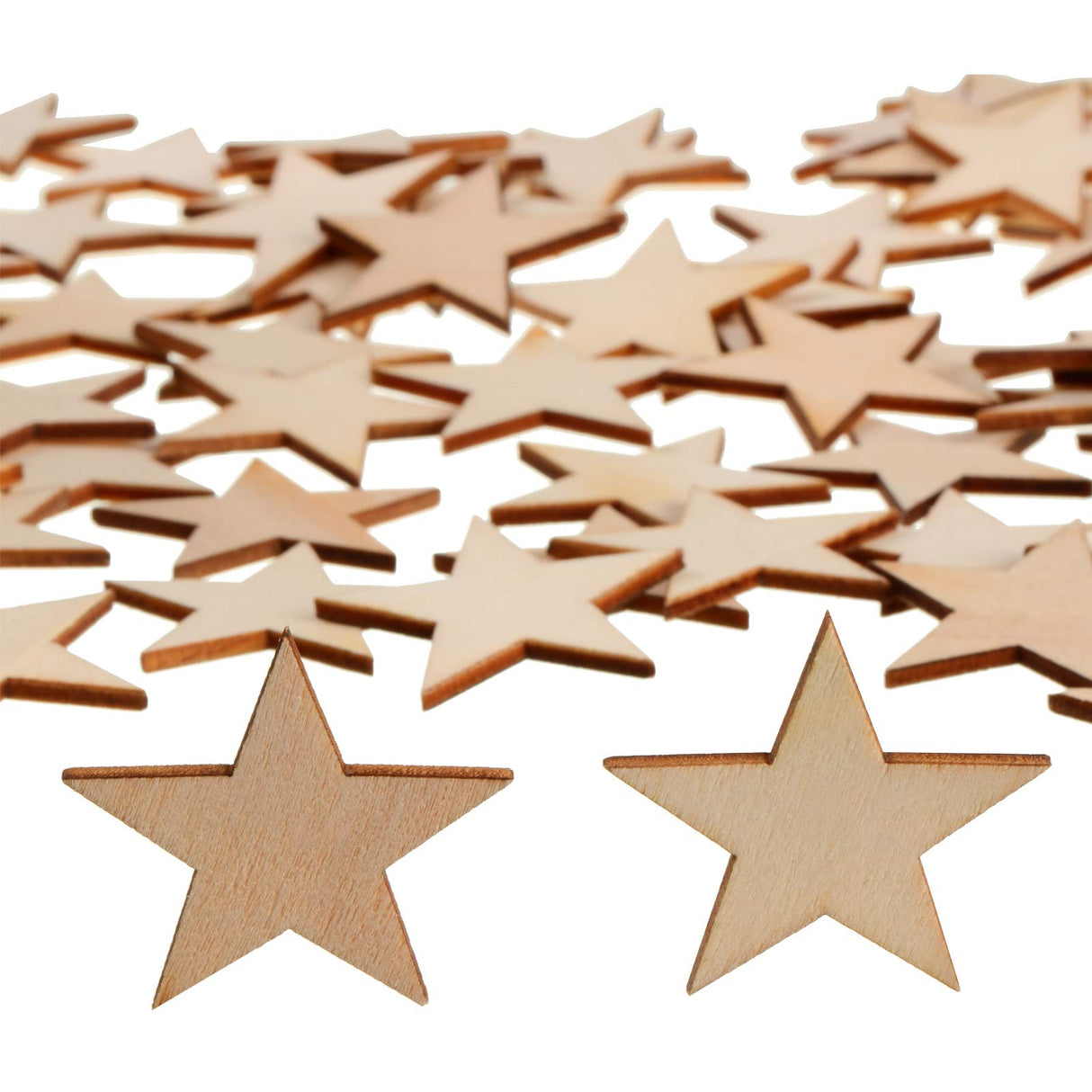 500 Pieces Star Shape Unfinished Wood Pieces, Blank Wood Pieces Wooden Cutouts Ornaments for Memorial Day Independence 4th of July Patriotic Craft Project and Decoration (1.5 Inch) Gejoy