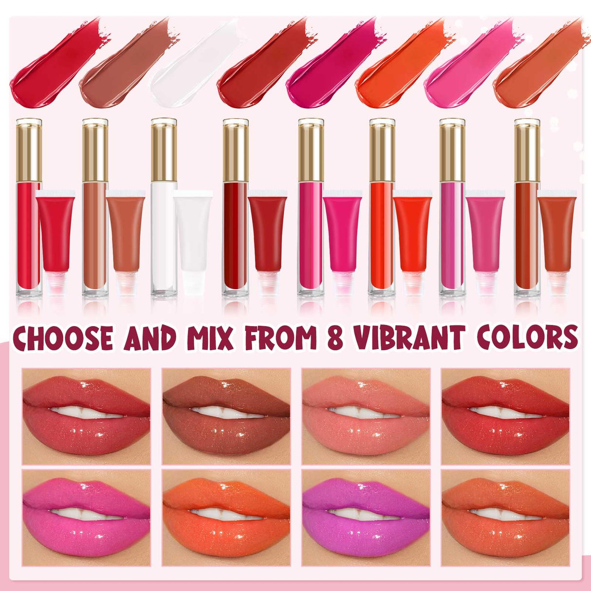 JCOOS Diy Lip Gloss Kit, Lip Gloss Making Kit, LipGloss Making Kit Make Your Own Lip Gloss Making Supplies, Shimmery LipGloss Base, Empty Tubes, Jojoba Oil, Women Teen Girl Gifts Trendy Stuff Jcoos