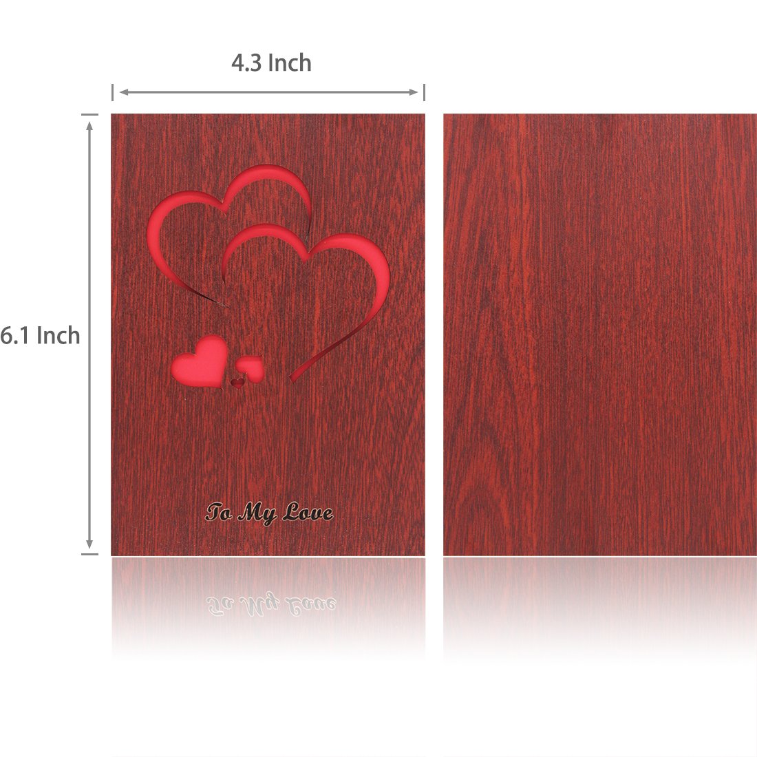 Creawoo Handmade Walnut Wood Love Greeting Card with Unique Gift Card Box The Best Valentine's Day, Anniversary Birthday Gift Idea Card for Her, Him, Wife, Husband Creawoo