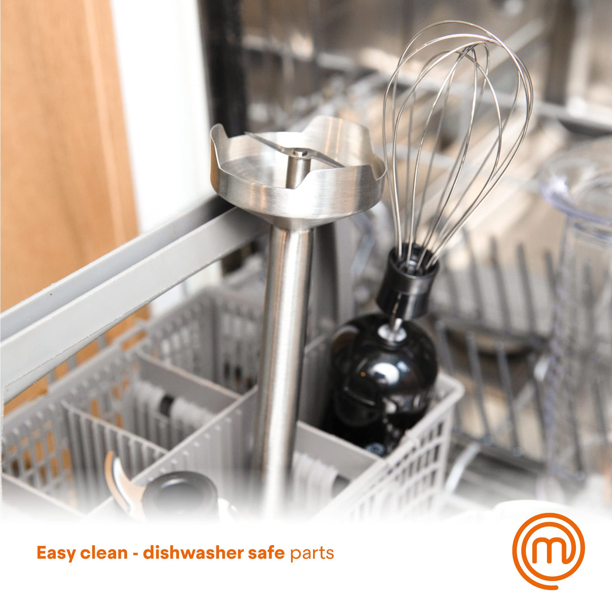 MasterChef Immersion Blender Handheld with Electric Whisk & Milk Frother Attachments, Hand Held Stainless Steel Stick Emulsifier for Making Baby Food, Soup, Puree, Cake, Cappuccino, Latte etc, 400W MasterChef