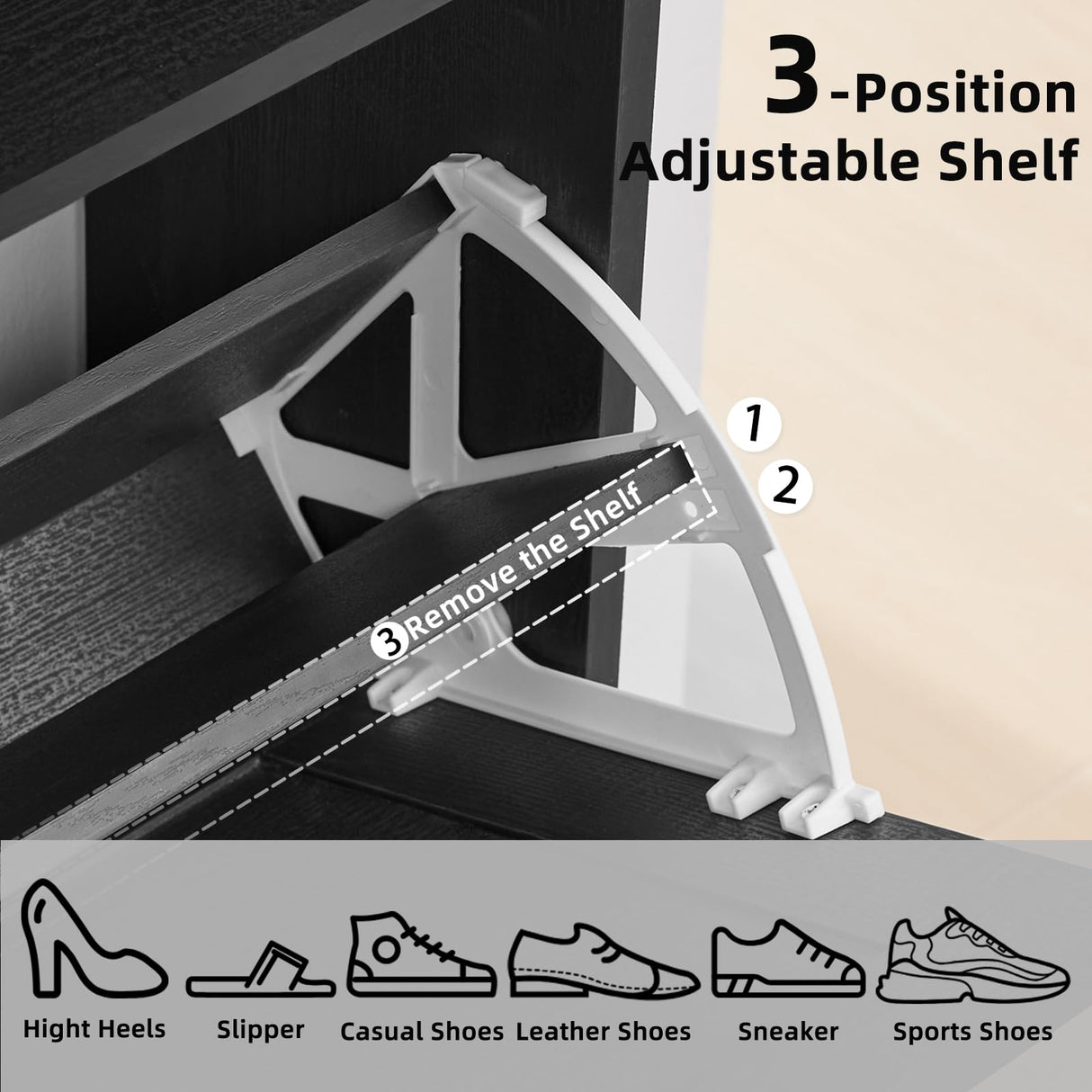 Joaxswe Shoe Storage Cabinet with 2 Flip Drawers, Farmhouse Shoes Organizer for Entryway, Narrow Hidden Shoe Rack with Wooden Legs & Open Storage, Free Standing Shoe Closet for Foyer, Hallway, Black Joaxswe