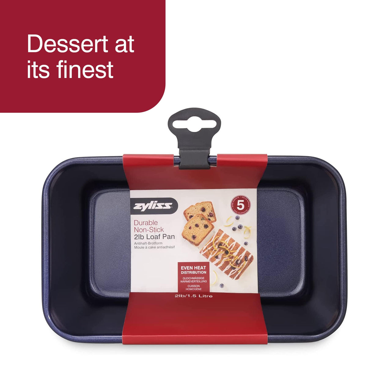 Zyliss E980199 Non-Stick Loaf Tin | 1.5L/2lb | Carbon Steel | Dark Blue | Bread Tin for Baking/Bakeware | Dishwasher Safe | 5 Year Guarantee Zyliss