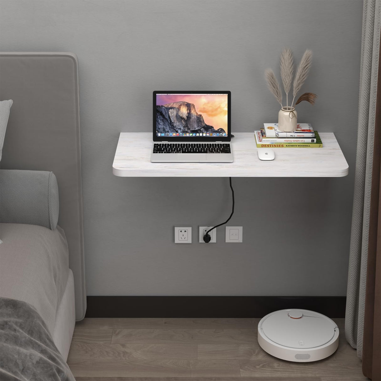 Pmnianhua Wall Mounted Desk,31'' Wall Mounted Drop Leaf Table,Drop Down Table,Folding Table,Fold Down Wall Desk,Floating Desk for Wall Laundry Room Bar Home Office Small Space(White) Pmnianhua