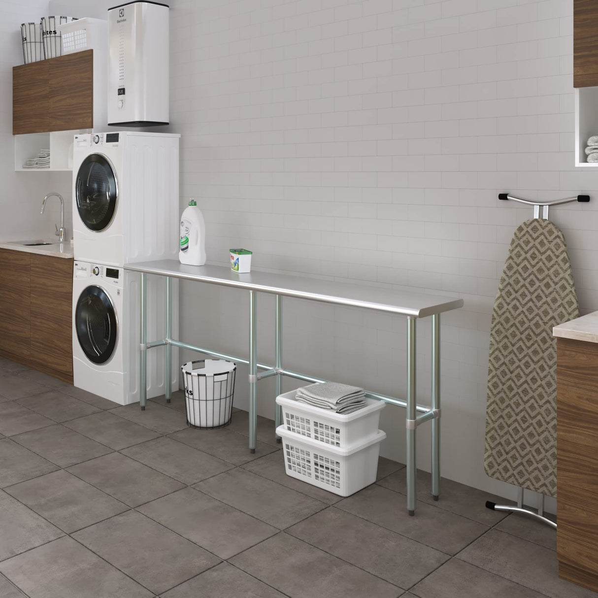 AmGood Stainless Steel Work Table Open Base | Metal Work Bench (Stainless Steel Table Open Base, 84" Long x 14" Deep) AmGood