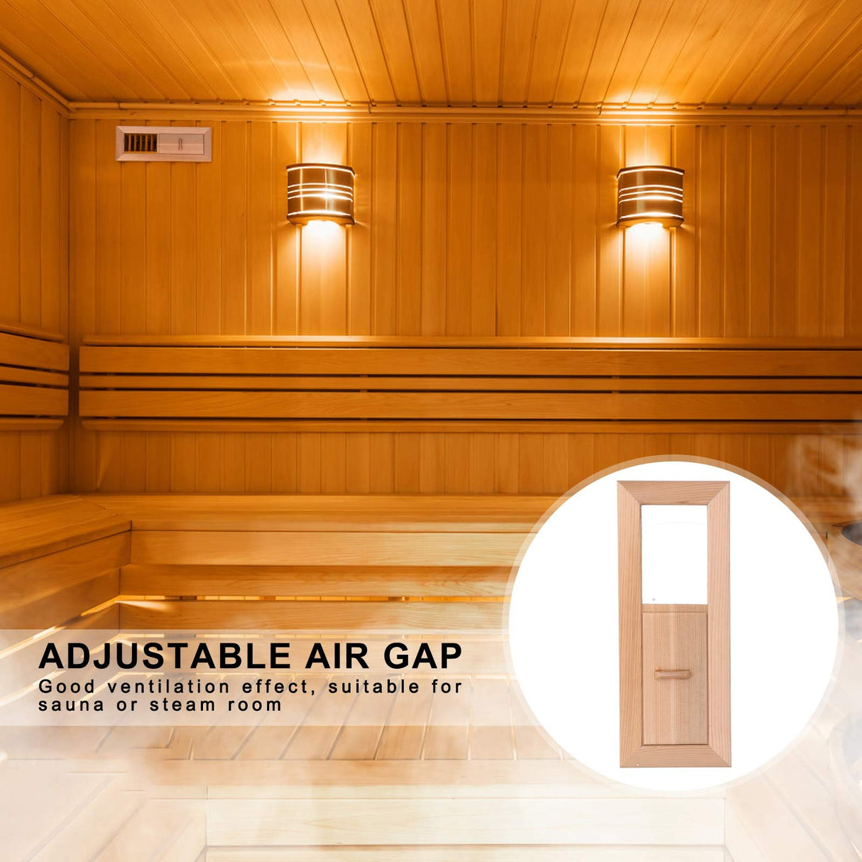 Fdit Sauna Air Vent, Wooden Rectangle Grille Ventilation Equipment Steam Room Accessory Sauna Accessories Fdit