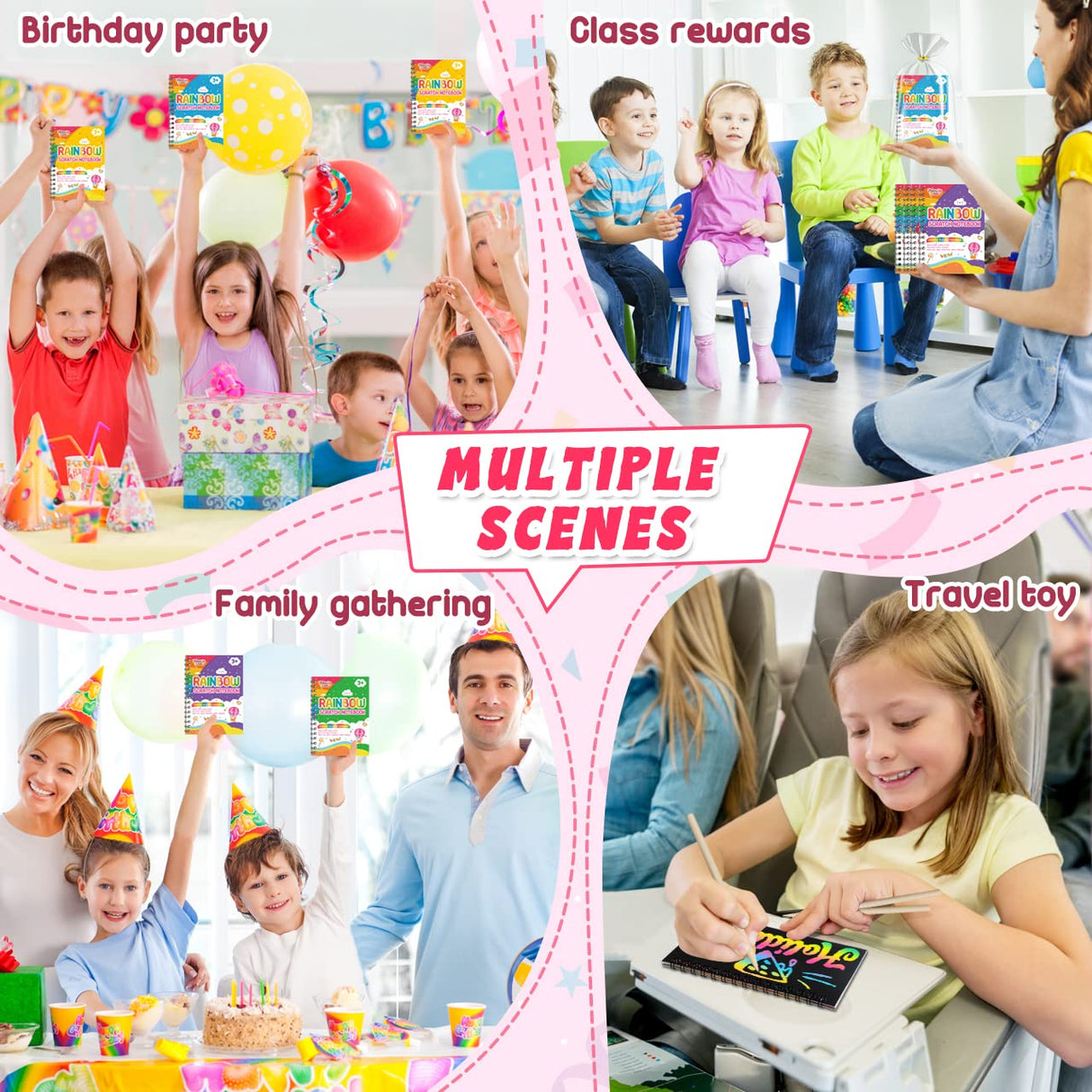 Scratch Art Party Favors for Kids: 24 Pack Rainbow Scratch Notebook Bulk Kids Craft School Supplies for Girls Boys 4-8 Years Old Kids Birthday Goodie Bags Christmas Gifts Classroom Prizes for Kids FEREDO KIDS