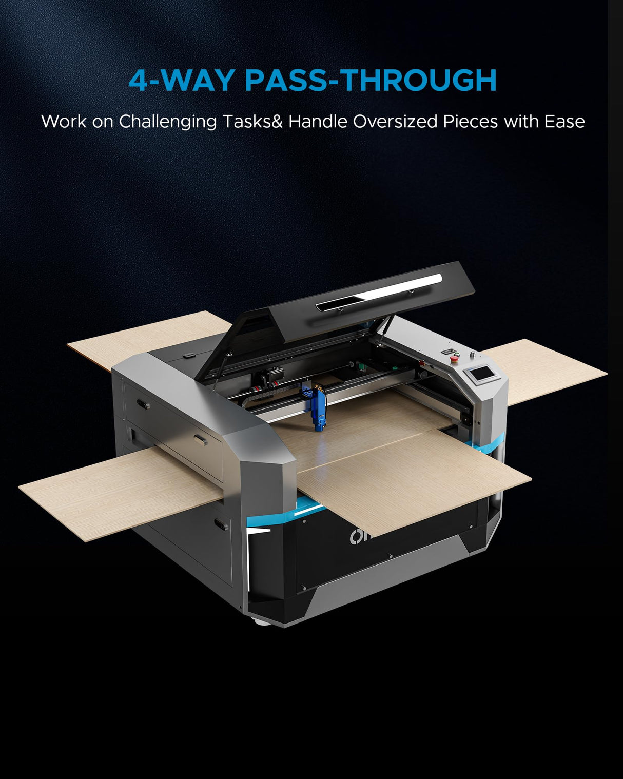 OMTech Pro 100W CO2 Laser Engraver, 40x24 Inch Laser Cutter with Built-in Water Chiller 1200mm/s Speed Autofocus 4 Way Pass Air Assist, Laser Class 2,0.827mW Output Power OMTech