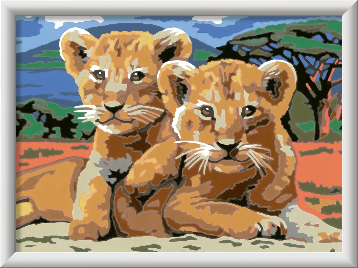 Ravensburger Little Lion Cubs Paint by Numbers Kit for Kids - 23616 - Painting Arts and Crafts for Ages 11 and Up Ravensburger