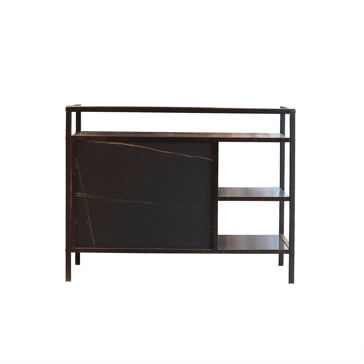 Metal-Frame Cat Litter Box Enclosure Furniture, Multi-Functional Storage Cabinet with Odor Control, Living Room Nightstand & Pet Playhouse for Cats Curtainboro