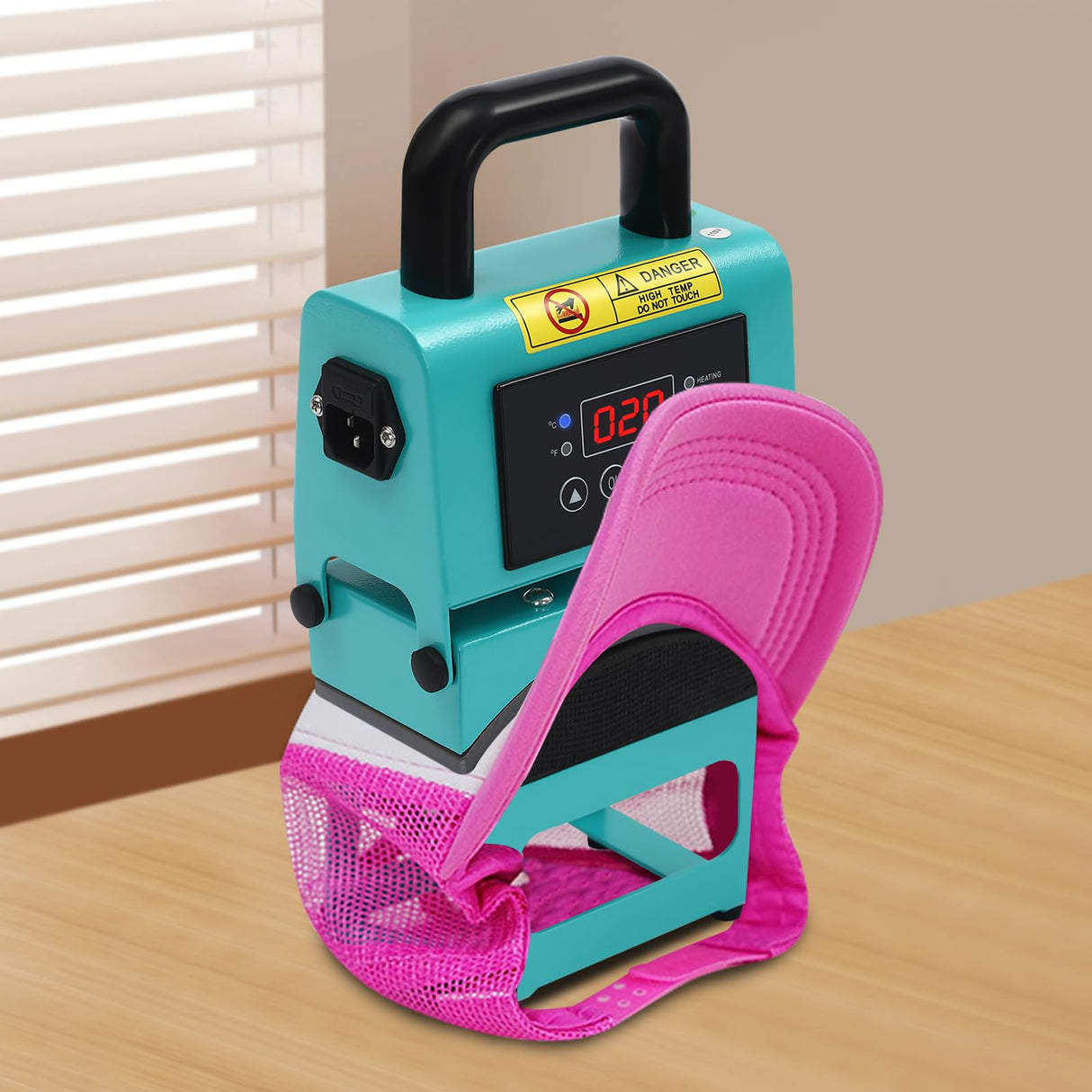 Cap Press Machine 350W,Professional Heat Press for Hats with Digital Display, 0-482°F Adjustable Temperature and 999s Timer, Portable Curved Plate Design for Sublimation, HTV, DTF (Blue) LYNICESHOP