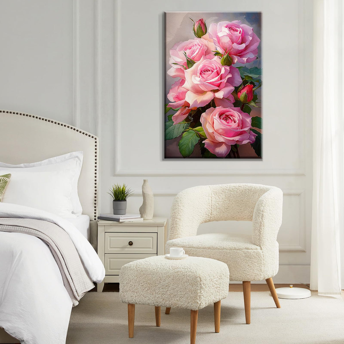ATDMS Paint by Numbers Kit for Adults with Frame Flowers Paint by Numbers Kit with Easel DIY Adult Paint by Number Kits on Canvas Framed Floral Oil Painting Kits for Home Wall Decor 8x12 Inch ATDMS
