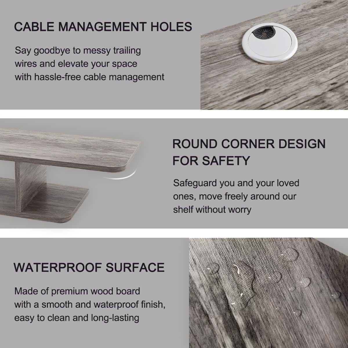 Floating TV Stand, Wall Mounted Entertainment Center and Cabinet Shelf, TV Console with Storage, Media Console for DVD Player, Space-Saving Under TV Shelf for Bedroom, Living Room (Grey) GHC