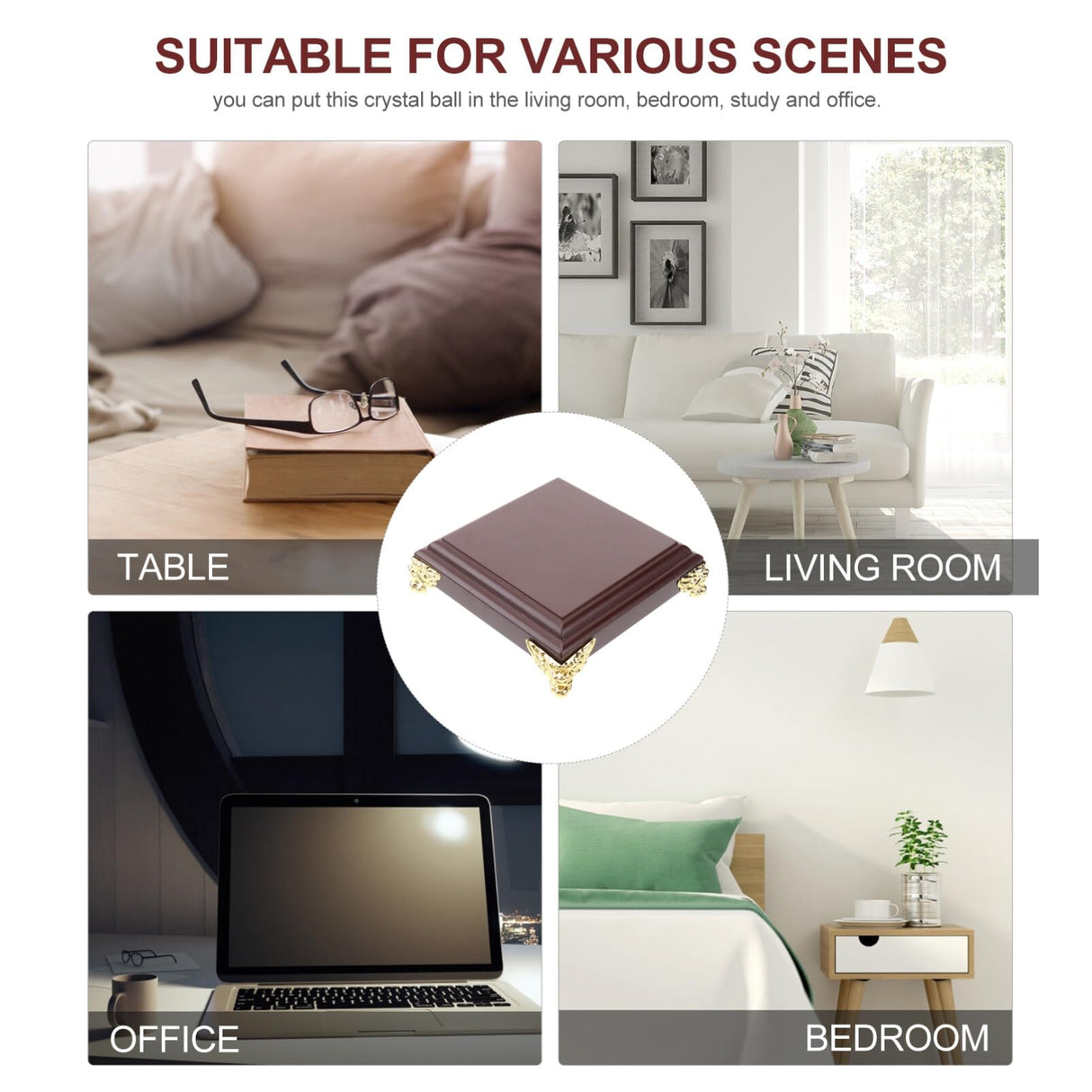 VICASKY Wooden Square Buddha Statue Stand Vintage Worship Table Display Pedestals Home Farmhouse Flower Pot Ornament Table Lamp Teapot Base Craft Display Stand 3.74" VICASKY