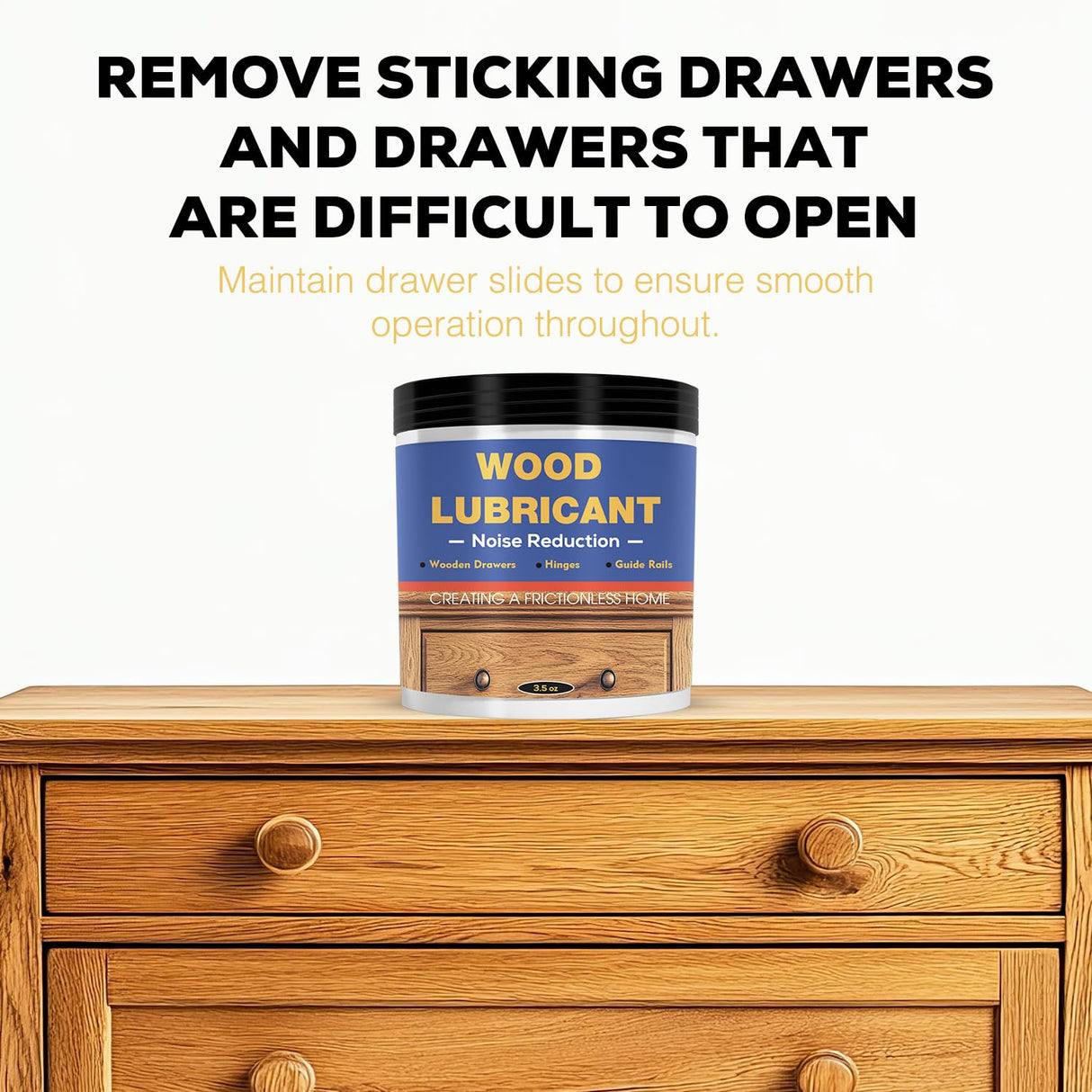 Wood Lubricant & Wood Wax - Multi-Purpose Paste Wax for Wood, Sliding Drawer & Door Hinge Lubricant, Drawer Wax - Restore & Maintain Wooden Slide, Loosen Drawer Slide -3.5Oz Qoddxx