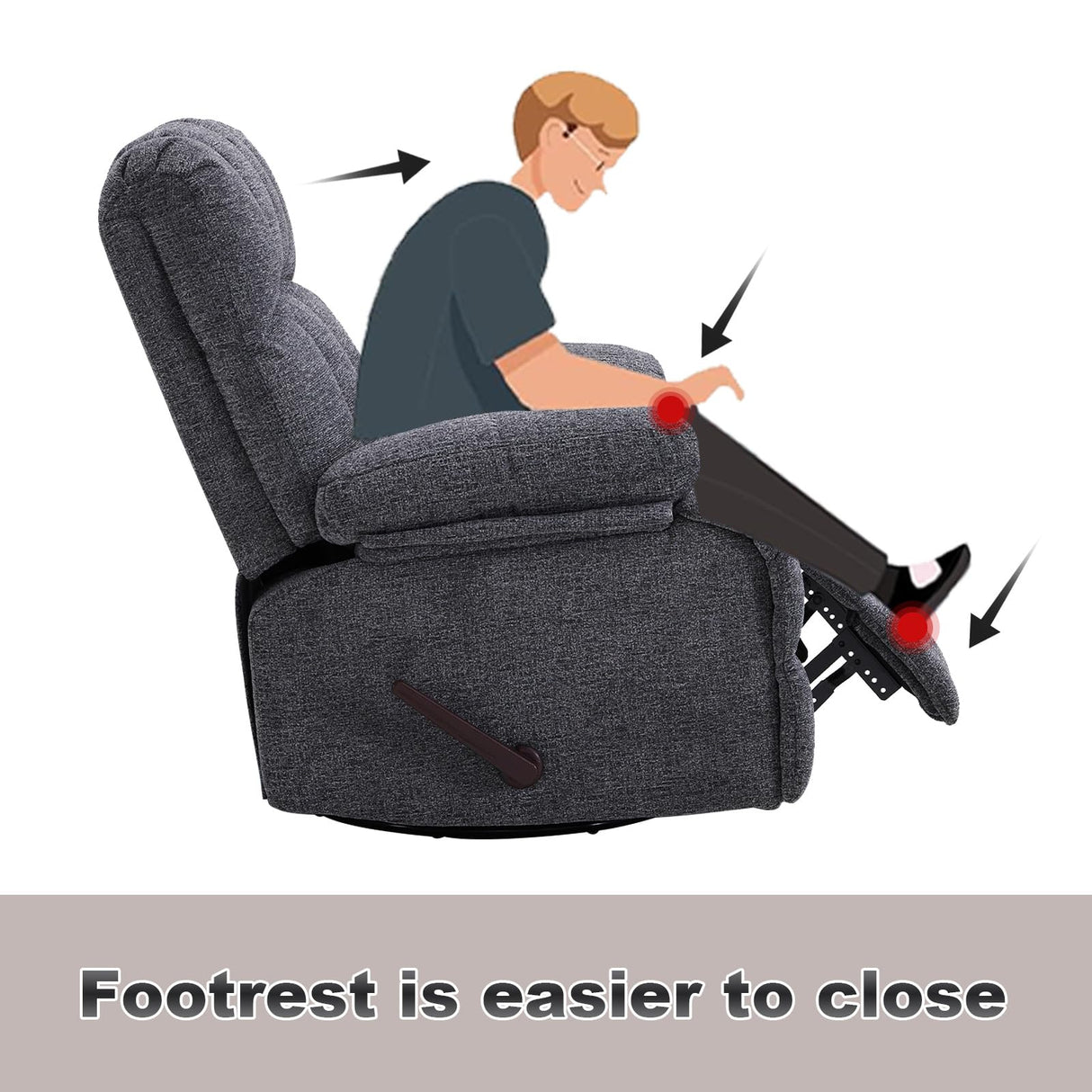 Eiayeebil Oversized Swivel Rocker Recliner Chair Set of 2 for Adult, Rock Recliner for Big Man, Extra Wide Manual Recliners, Overstuffed Soft Rocking Sofa Chair,Light Grey Eiayeebil