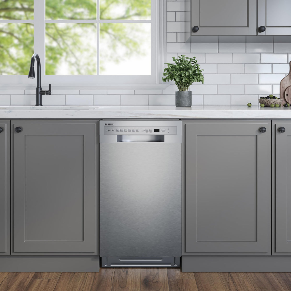 EdgeStar BIDW1802 18 Inch Wide 8 Place Setting Energy Star Certified Built-In Front Control Dishwasher - White EdgeStar