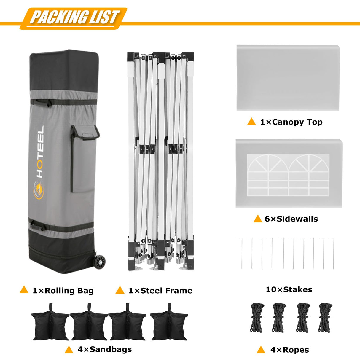 HOTEEL 10x20 Pop Up Canopy Tent for Parties, Waterproof Easy Setup Canopy Tent 10x20 with 6 Sidewalls, 4 Sandbags, Wheeled Bag, Outdoor Sunproof 10x20 Canopy for Backyard, Wedding, Event, Patio, White Hoteel