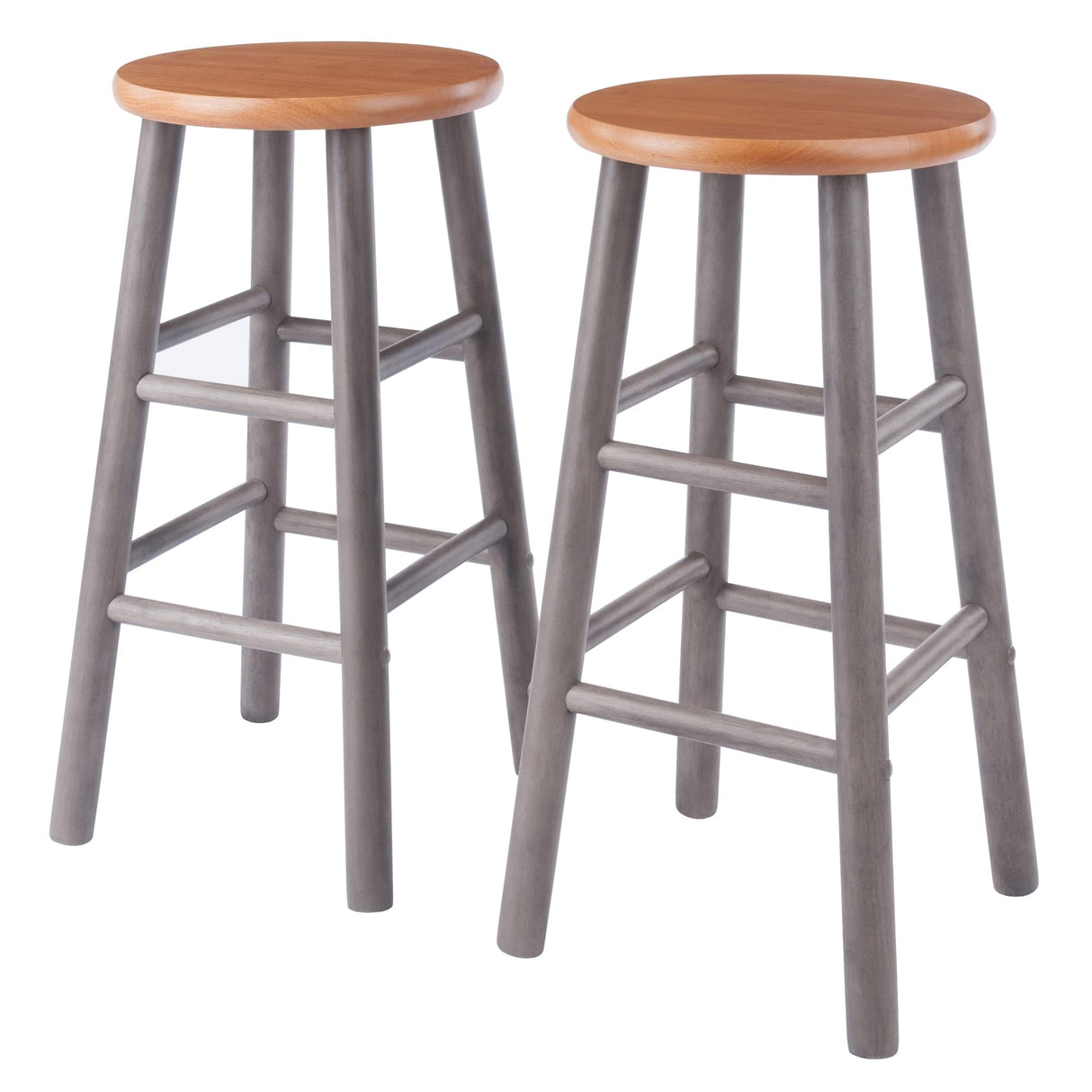 Winsome Wood Huxton 2-Pc Counter Stool Set, Gray and Teak Winsome
