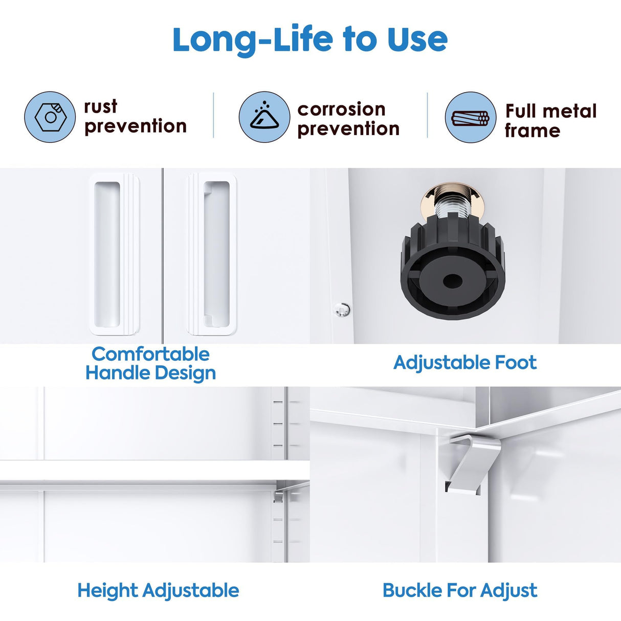 winbingon 71" Locking File Cabinet, Metal Storage Cabinet with 2 Doors and 4 Adjustable Shelves for Office, Home, Garage, Gym, School (White), Requires Installation winbingon