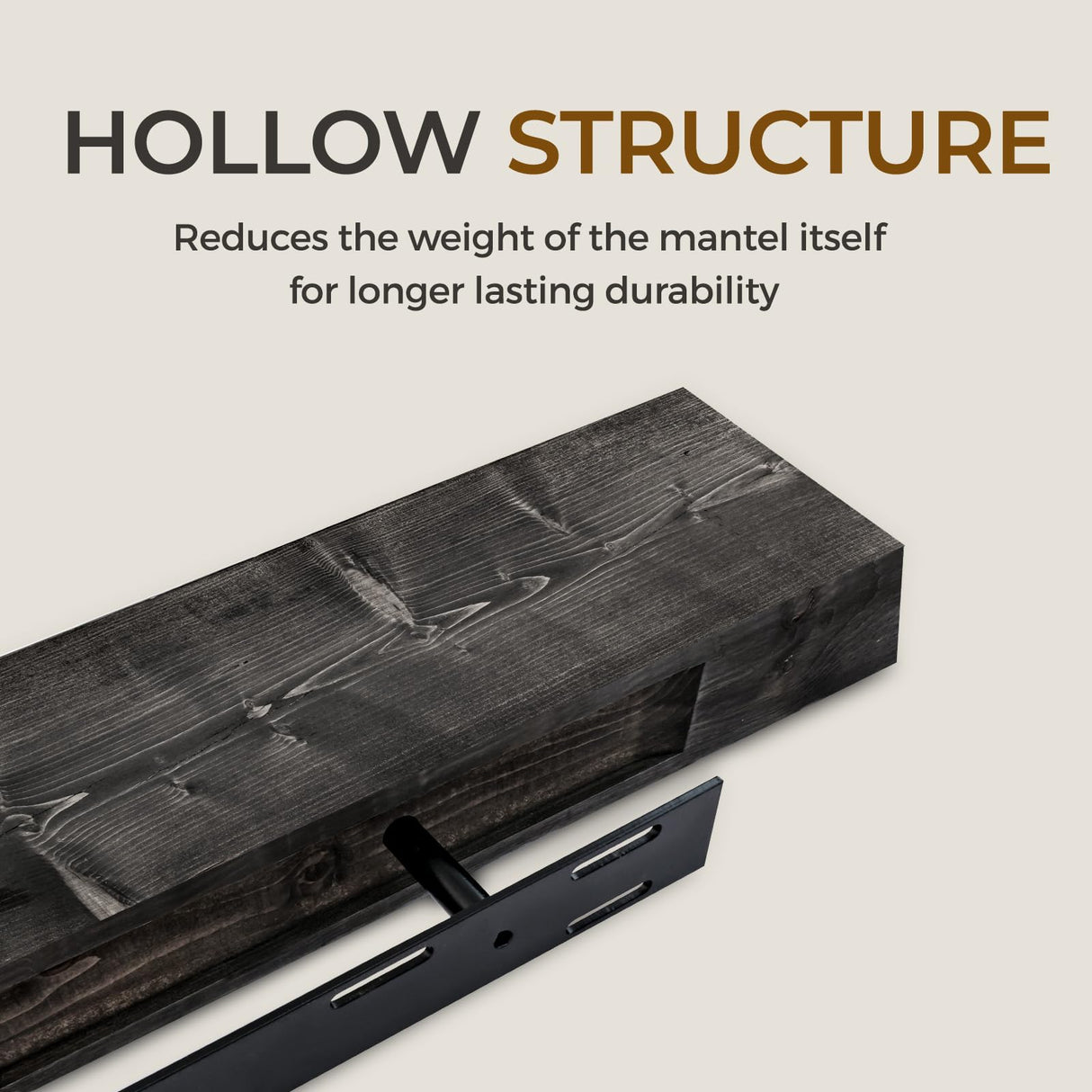 YLYHSST 60" Fireplace Mantel, 3'' Thick Handmade Rustic Solid Wood - Wall Long Floating Shelf with Invisible Metal Bracket, Black YLYHSST