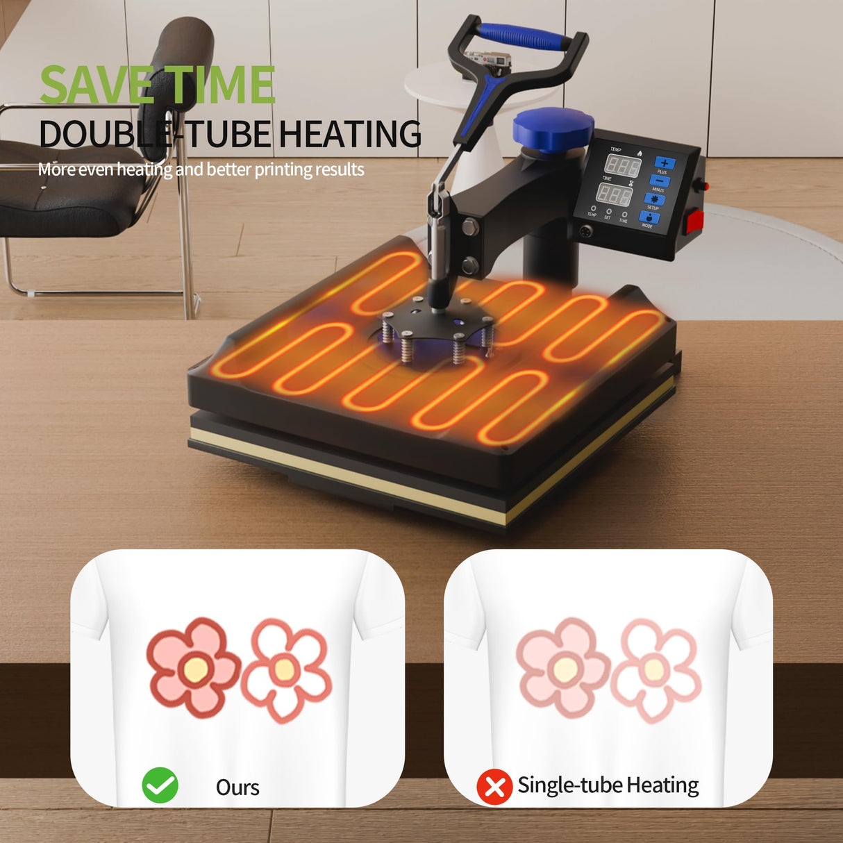 Pterying 8 in 1 Pro Heat Press Machine 15 × 15 Inch, Third Generation 360° Swing Away T Shirt Press Machine with Dual-Tube Heating, Sublimation Heat Press Machine for T Shirts Hat Cap Mug Plate Pterying