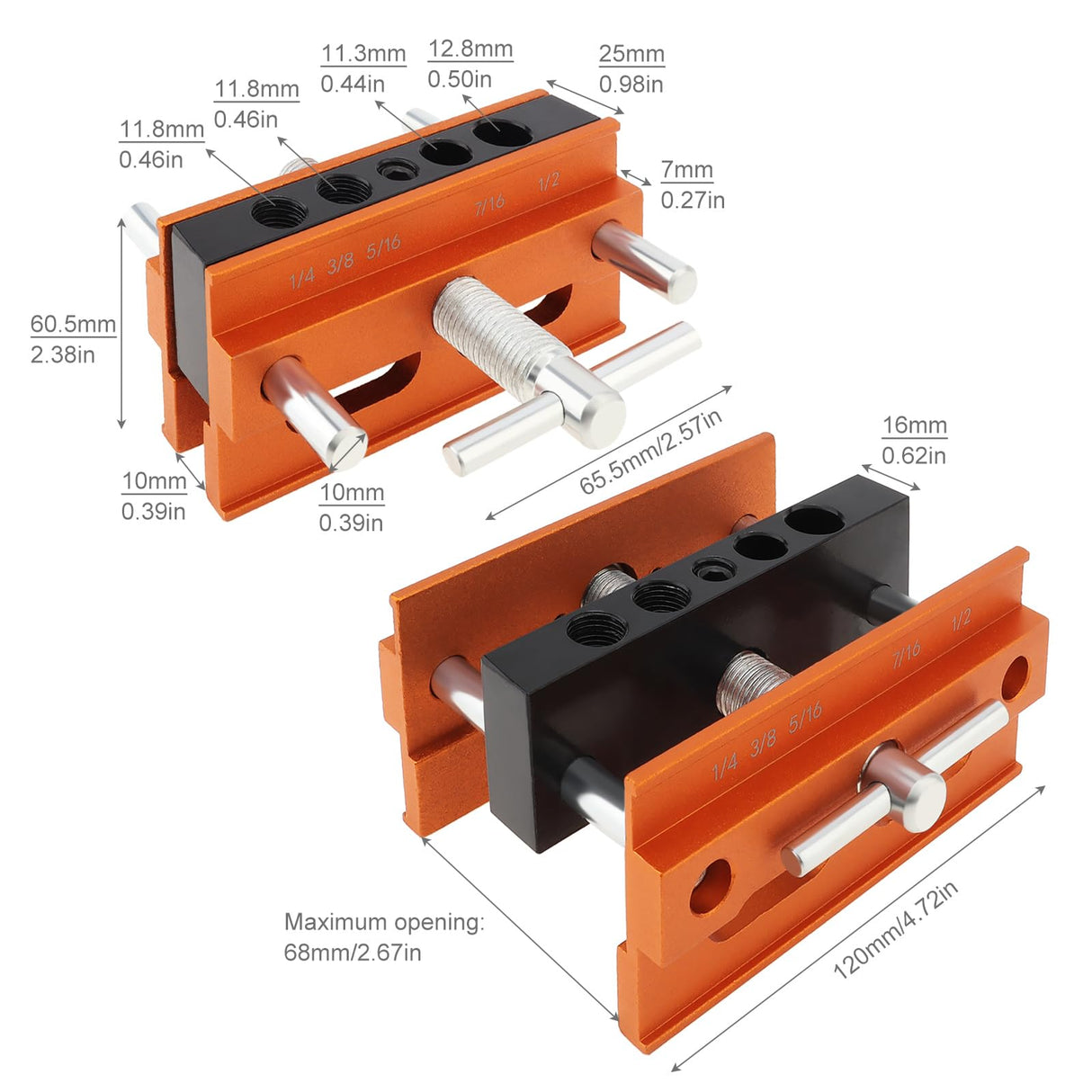 Omninmo Self Centering Doweling Jig, Adjustable Width Dowel Jig Kit for Straight Holes, Biscuit Joiner Set with 3 Drill Bits, 6 Drill Guide Bushings, 30 Wooden Dowels Omninmo