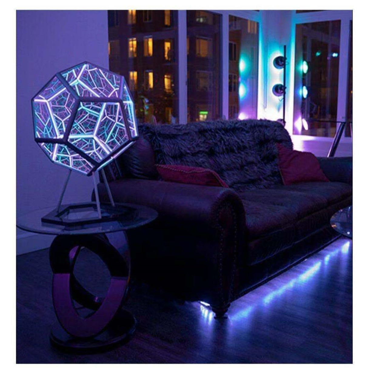 Bobbird Infinity Dodecahedron Creative Cool Infinity Dodecahedron Night Light Furniture Decoration Table Lamp, Party Atmosphere Light, Spiral Space LED Dimmable Light Bobbird