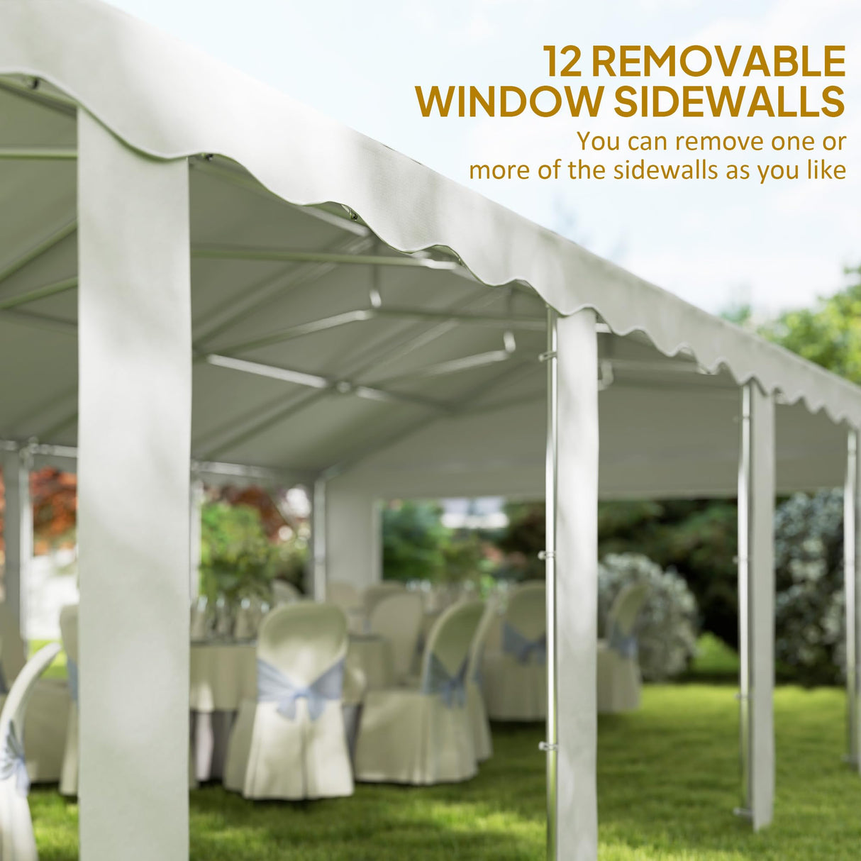 Outsunny 20' x 40' Heavy Duty Party Tent, Galvanized Outdoor Canopy Tent Large Event Shelter with Removable Sidewalls, 12 Windows and 2 Doors, Tents for Parties, Wedding, Events, BBQ Grill, White Outsunny