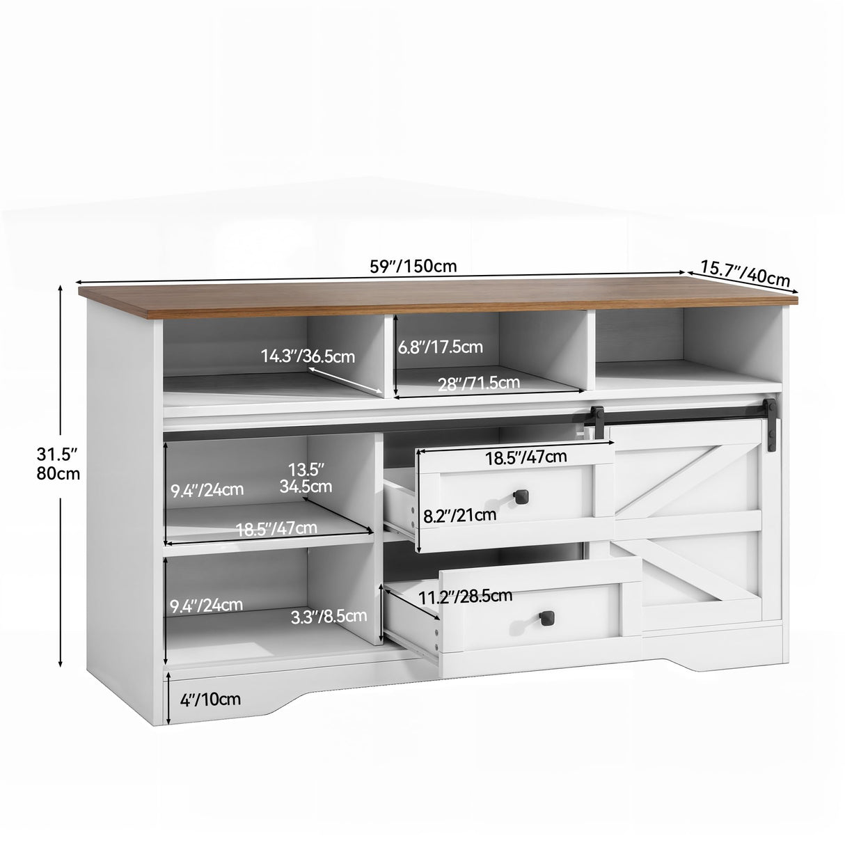 YITAHOME Large Buffet Sideboard Cabinet, 59" Farmhouse Buffet Cabinet with Drawers & Sliding Doors, Storage Cabinet for Kitchen, Living Room (White) YITAHOME