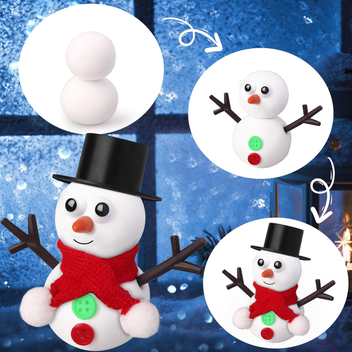 GYGOT 6 Pack Christmas Crafts for Kids,Build a Snowman Kit,Christmas Stocking Stuffers for Girls, Boys,Modeling Clay DIY for Holiday Activities GYGOT