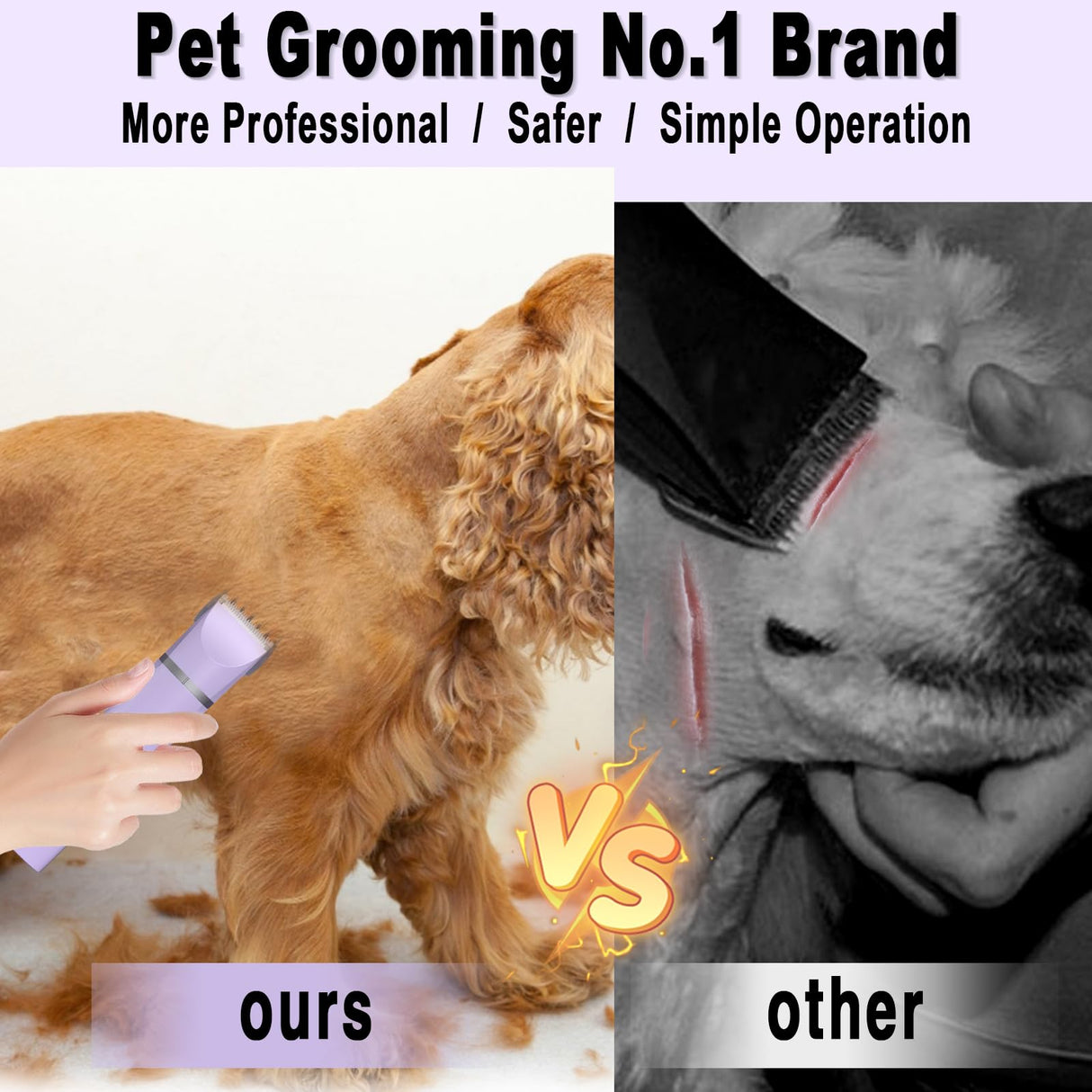 Veeconn Dog Grooming Clippers Kit-Electric Rechargeable Cat Trimmer Tools-Cordless Quiet Pet Nail Paw Grinder-4 in 1 Multifunctional Low Noise Shaver-Razor for feet Face Ears Toenail Eye Veeconn