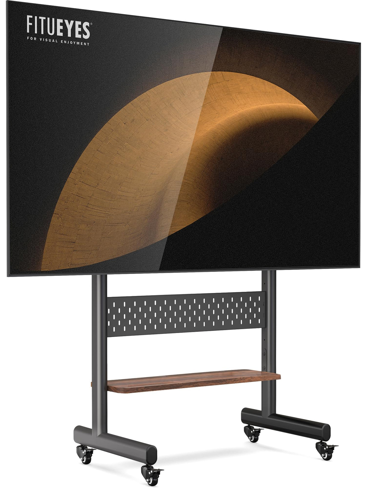 FITUEYES Rolling TV Stand for 40-85inch TV, Portable TV Stand with Wheels Holds up to 132 LBs, Height Adjustable Mobile TV Cart with Multifunctional Storage for Office, Living Room, Bedroom FITUEYES