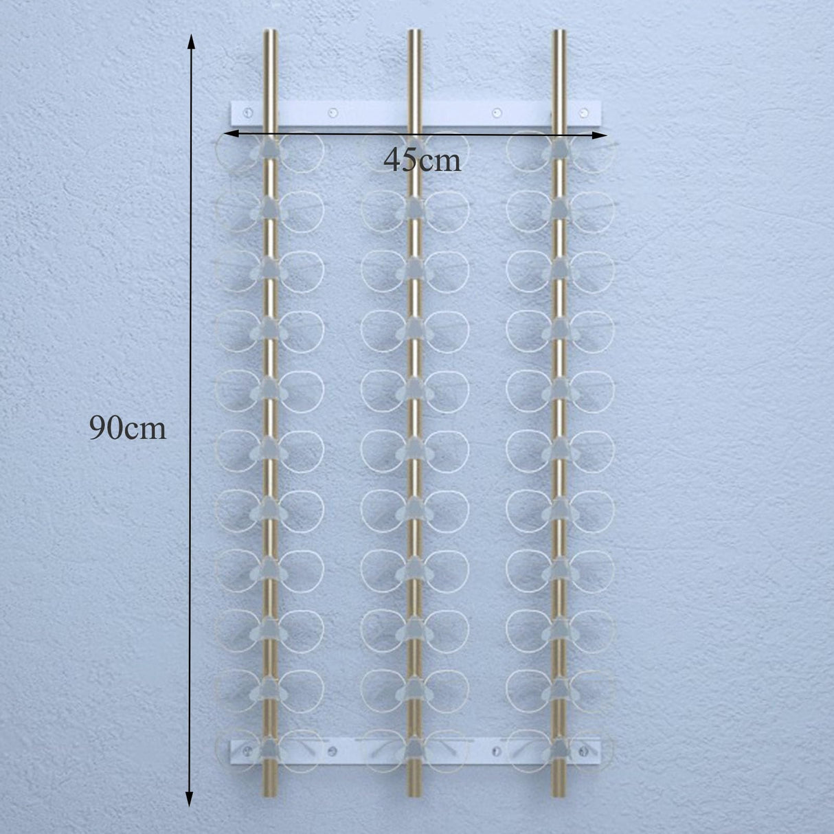 Wall Mounted Eyewear Holder Organizer Storage, Aluminum Alloy Sunglasses Holder Display Rack Multiple Eyewear Display Rod Collection Rack, Retail Store Metal Reading Glasses Storage Rack, White WoodArtSupply