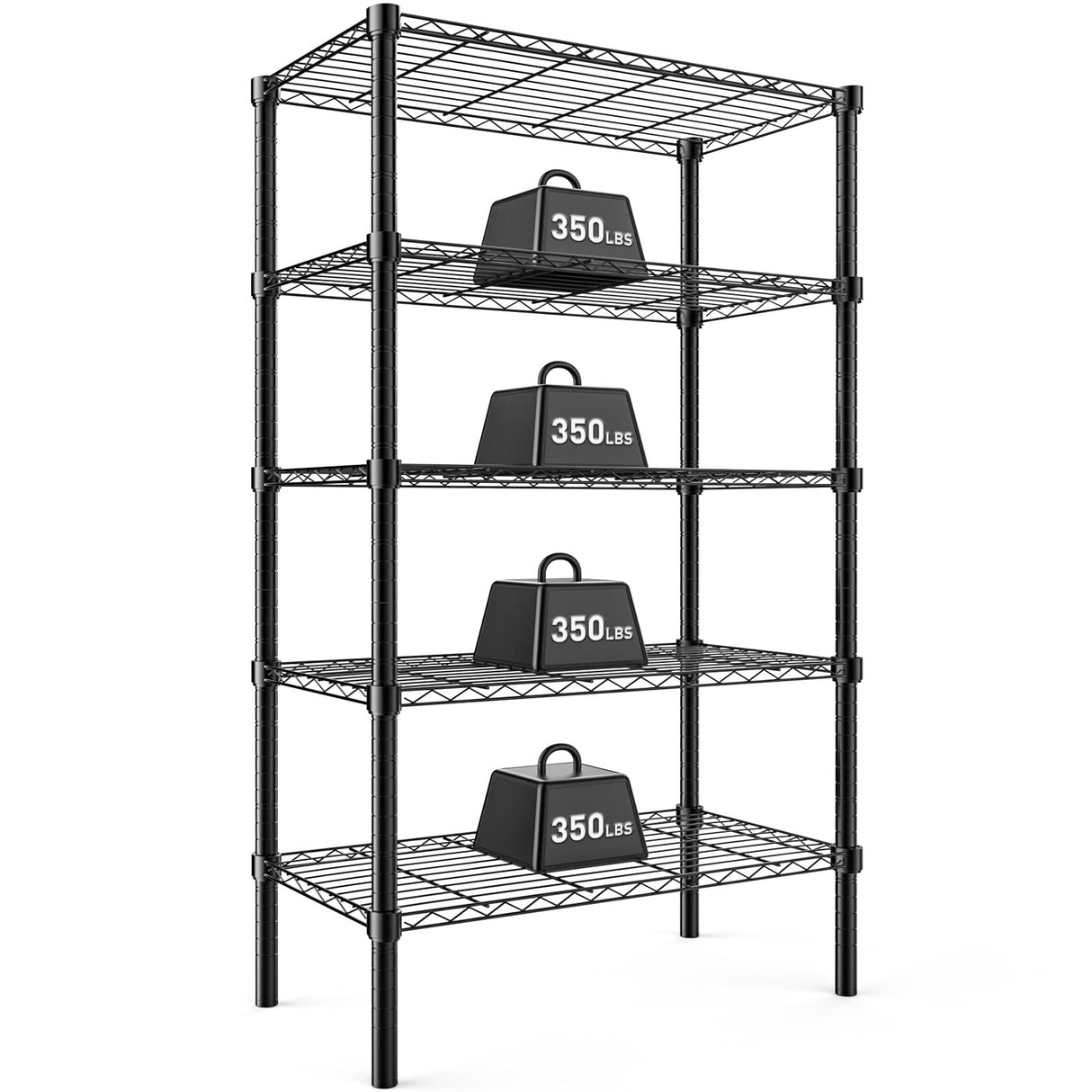 DUMOS 5 Tier Metal Wire Rack Shelf Heavy Duty Standing Shelves Adjustable Steel Closet Shelving Unit Organizers and Storage for Kitchen Bathroom Pantry Office, 13.78" D x 35.43" W x 69.29" H DUMOS