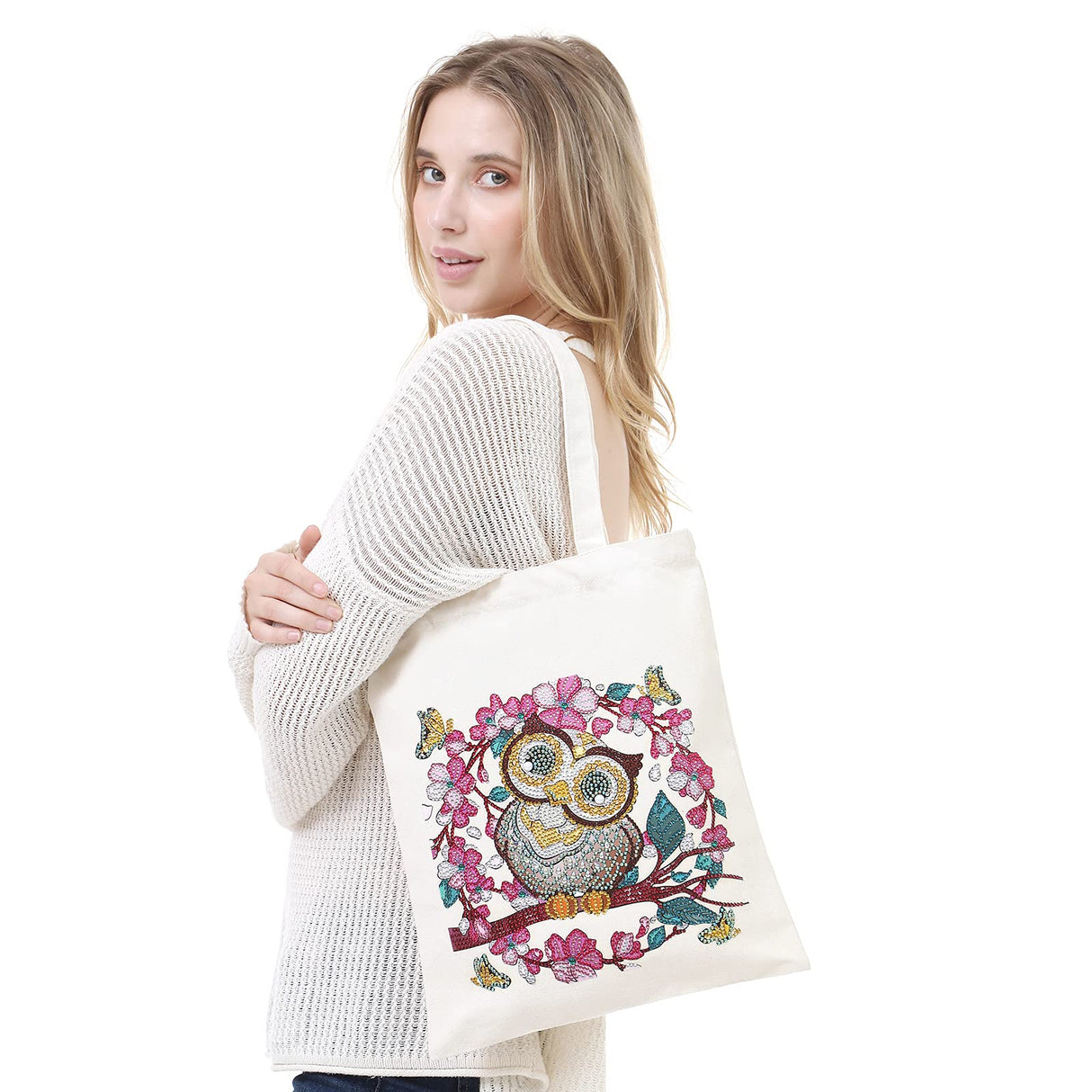 JGA JOGGING ARM 5D Art Craft Diamond Painting Shopping Canvas Tote Bag Handwork Organize Handbag for Women JGA JOGGING ARM