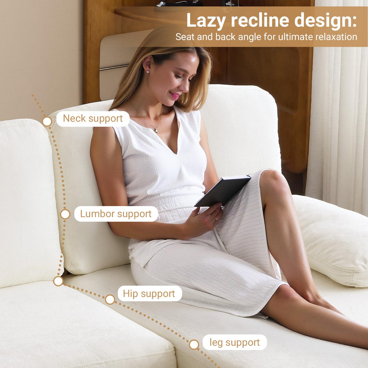 VINGLI 110" Sectional Couches for Living Room,U Shaped Couch with Double Chaise, 4-Seat Sofa Set with Chenille Fabric for Home Furniture,Beige VINGLI