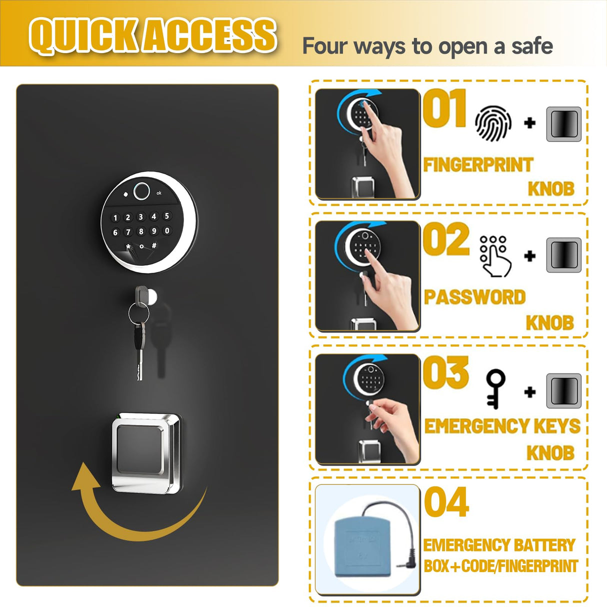 10-12 Gun Safe, Biometric Gun Cabinet for Rifles and Pistols, No Assembly Required, Quick Access Gun Safe with Password and Fingerprint, Large Gun Locker for Home with Removable Shelves&Pistol Pockets BEESTMUEBLE